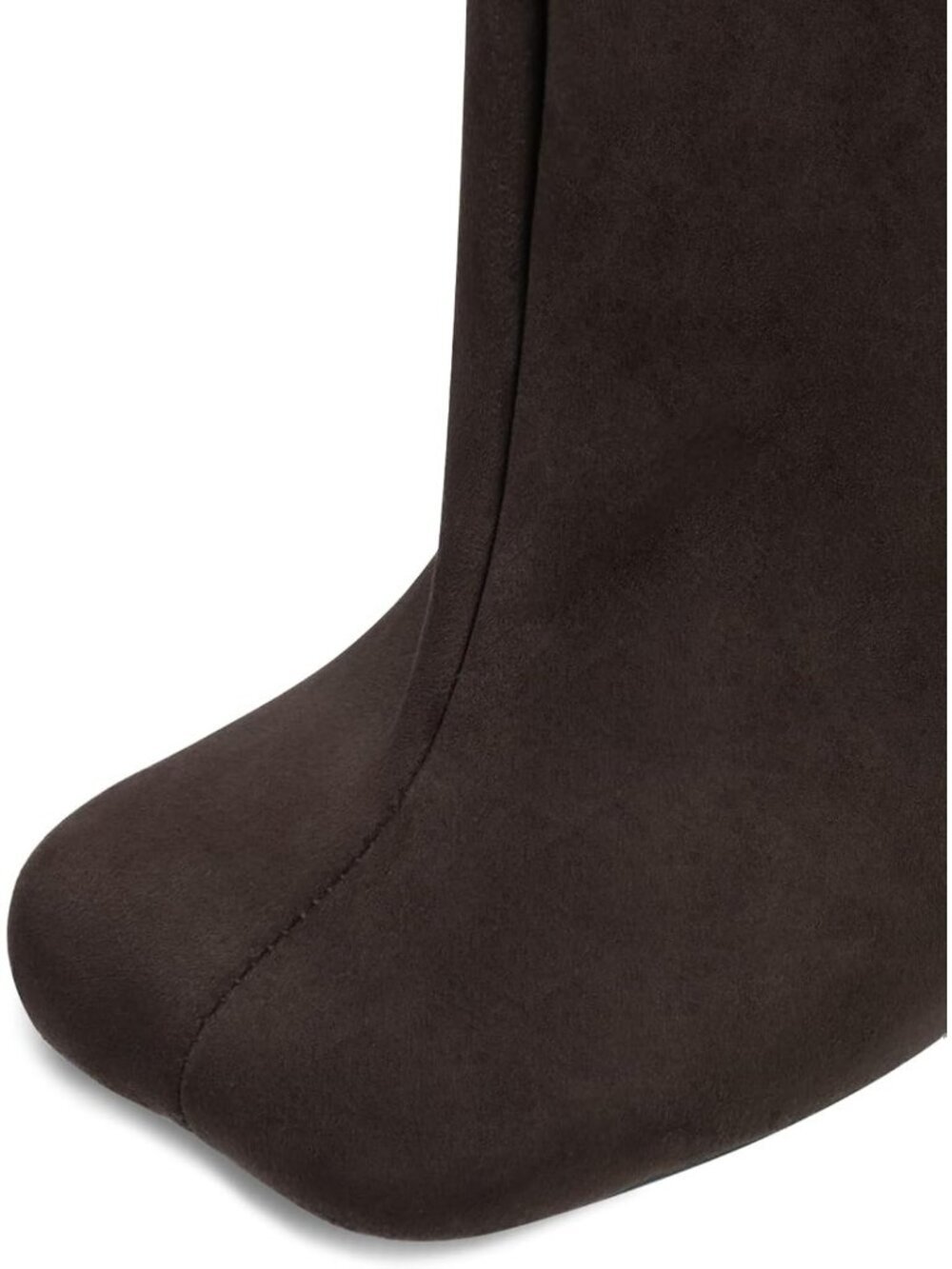 Women's Brown Wide Calf Square Toe Stiletto Heels Tall Knee High Suede Boot - Picture 6 of 6